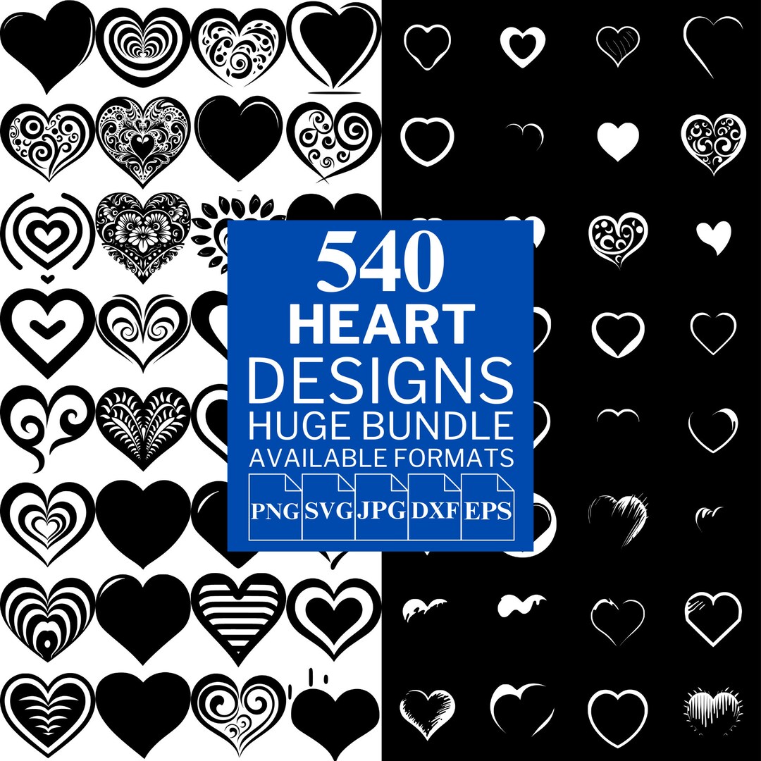 Heart SVG Bundle: 540 Vector Designs for Cricut & Silhouette (digital ...