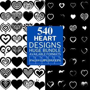 Heart 540 SVG Bundle - Unique Vector Files for Cricut and Silhouette, Heart Clipart, Heart Designs, 5 Available Format