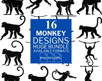 Monkey SVG Bundle: Unique Vector Clipart for Cricut, Silhouette (JPG, PNG)