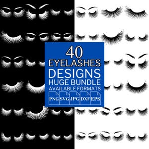 40 Eyelashes SVG Bundle - Unique Vector Files for Cricut and Silhouette, Eyelashes Clipart, Eyelashes Designs, 5 Available Format