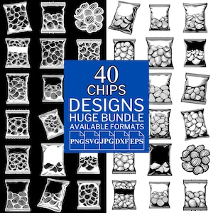 40 Chips SVG Bundle - Unique Vector Files for Cricut and Silhouette, Chips Clipart, Chips Designs, 5 Available Format