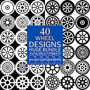 40 Wheel SVG Bundle - Unique Vector Files for Cricut and Silhouette, Wheel Clipart, Wheel Designs, 5 Available Format