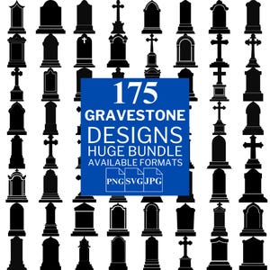 175 grafsteen SVG-bundel - unieke vectorbestanden voor de Cricut en Silhouette, grafsteen clipart, grafsteen ontwerpen, 3 beschikbare indelingen