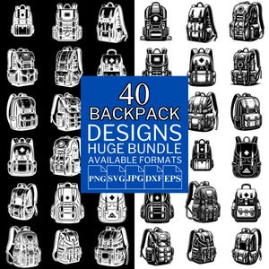 40 Backpack SVG Bundle - Unikalne pliki wektorowe dla Cricut i Silhouette, Clipart plecaka, Projekty plecaka, 5 dostępnych formatów