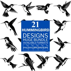 21 Hummingbird SVG Bundle - Unique Vector Files for Cricut and Silhouette, Hummingbird Clipart, Hummingbird Designs, 5 Available Format