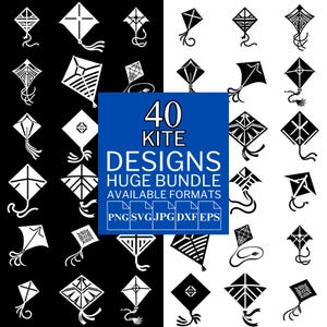 40 Kite SVG Bundle - Unique Vector Files for Cricut and Silhouette, Kite Clipart, Kite Designs, 5 Available Format