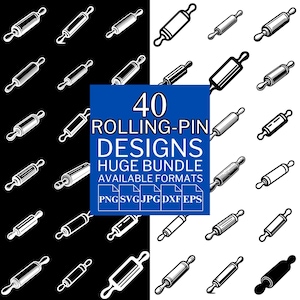 40 Rolling Pin SVG Bundle - Unique Vector Files for Cricut and Silhouette, Rolling Pin Clipart, Rolling Pin Designs, 5 Available Format