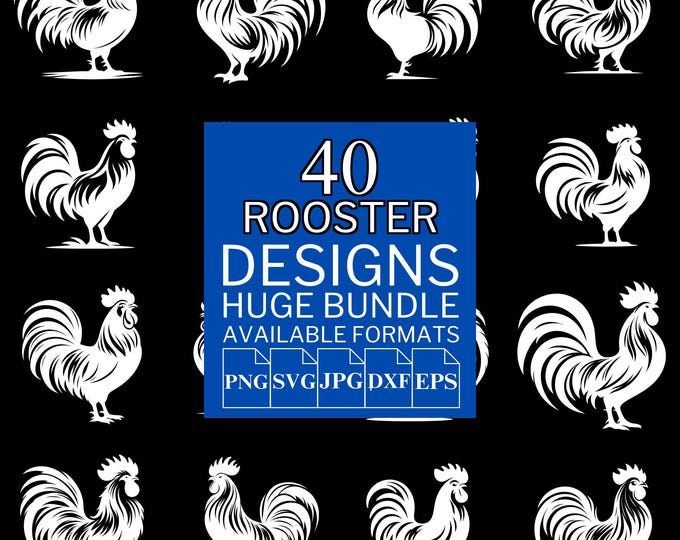 Rooster, PNG, SVG, DXF Files. Rooster Laser Engraving Files. Rooster ...