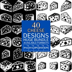 40 Cheese SVG Bundle - Unique Vector Files for Cricut and Silhouette, Cheese Clipart, Cheese Designs, 5 Available Format