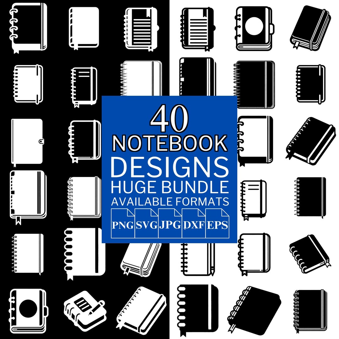 Notebook SVG Bundle: Vector Clipart Designs for Cricut & Silhouette (5 ...