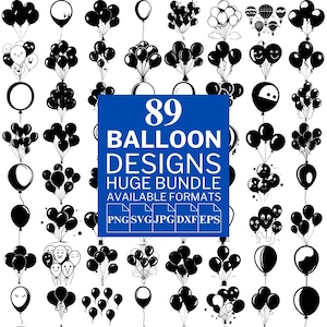 89 Balloon SVG Bundle - Unique Vector Files for Cricut and Silhouette, Balloon Clipart, Balloon Designs, 5 Available Format
