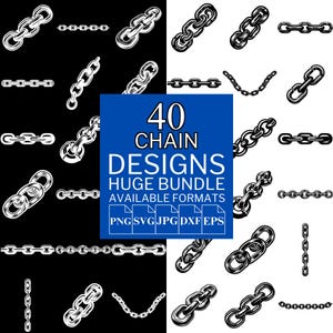 40 Chain SVG Bundle - Unique Vector Files for Cricut and Silhouette, Chain Clipart, Chain Designs, 5 Available Format