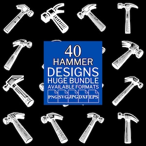 40 Hammer SVG Bundle - Unique Vector Files for Cricut and Silhouette, Hammer Clipart, Hammer Designs, 5 Available Format