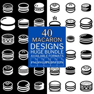 Macaron SVG-paket: Vektor clipart-designer för Cricut och Silhouette (digital nedladdning)