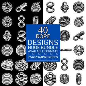 40 Rope SVG Bundle - Unique Vector Files for Cricut and Silhouette, Rope Clipart, Rope Designs, 5 Available Format