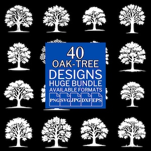 40 Oak Tree SVG Bundle - Unique Vector Files for Cricut and Silhouette, Oak Tree Clipart, Oak Tree Designs, 5 Available Format