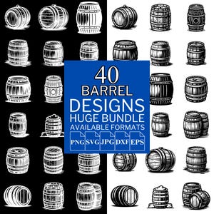 40 Barrel SVG Bundle - Unique Vector Files for Cricut and Silhouette, Barrel Clipart, Barrel Designs, 5 Available Format