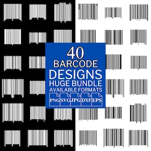 40 Barcode SVG Bundle - Unique Vector Files for Cricut and Silhouette, Barcode Clipart, Barcode Designs, 5 Available Format