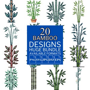 20 Bamboo SVG Bundle - Unique Vector Files for Cricut and Silhouette, Bamboo Clipart, Bamboo Designs, 5 Available Format