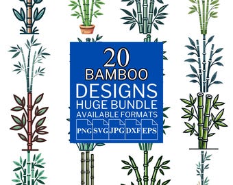 Paquete SVG de bambú: 20 diseños vectoriales para Cricut y Silhouette