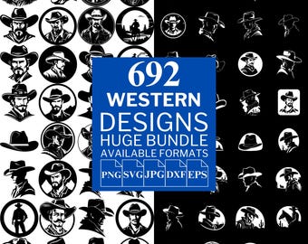 Western SVG-bundel: 692 vectorontwerpen voor de Cricut en Silhouette (digitale download)