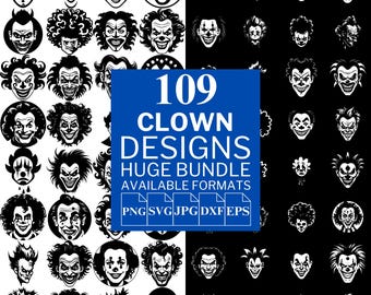 Clown SVG Bundle: 109 Einzigartige Vektordesigns (Digitaler Download)
