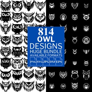 814 Owl SVG Bundle - Unique Vector Files for Cricut and Silhouette, Owl Clipart, Owl Head, Tattoo Designs ,5 Available Format