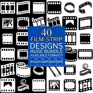 40 Film Strip SVG Bundle - Unique Vector Files for Cricut and Silhouette, Film Strip Clipart, Film Strip Designs, 5 Available Format
