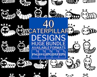 Caterpillar SVG-bundel – Vectorillustraties voor Cricut, Silhouette