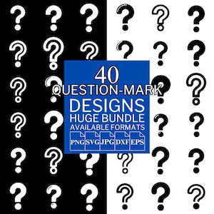 40 Fragezeichen SVG Bundle - Einzigartige Vektordateien für Cricut und Silhouette, Fragezeichen-Designs, 5 verfügbare Formate