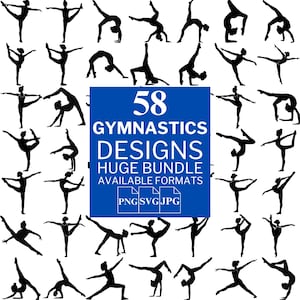 58 gymnastiek SVG-bundel - unieke vectorbestanden voor de Cricut en silhouet, gymnastiek clipart, gymnastiek ontwerpen, 3 beschikbaar formaat