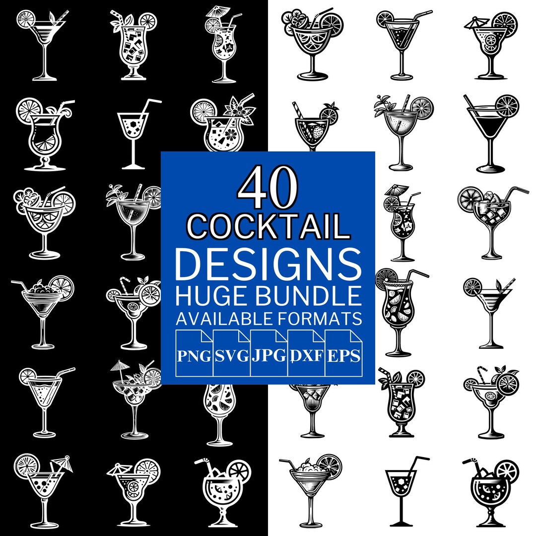 Cocktail SVG Bundle: 40 Unique Vector Designs (digital Download) - Etsy