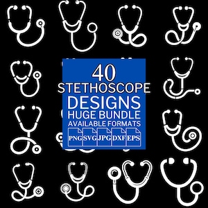40 Stethoscope SVG Bundle - Unique Vector Files for Cricut and Silhouette, Stethoscope Clipart, Stethoscope Designs, 5 Available Format