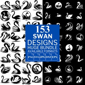 Swan 153 SVG Bundle - Unique Vector Files for Cricut and Silhouette, Swan Clipart, Swan Designs, 5 Available Format