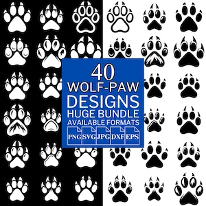 40 Wolf Paw SVG Bundle - Unique Vector Files for Cricut and Silhouette, Wolf Paw Clipart, Wolf Paw Designs, 5 Available Format