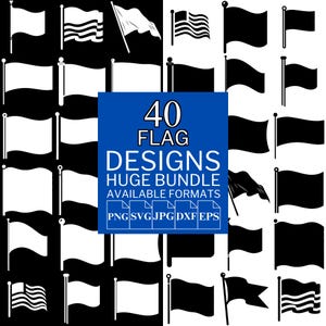40 Flag SVG Bundle - Unique Vector Files for Cricut and Silhouette, Flag Clipart, Flag Designs, 5 Available Format