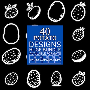 40 Potato SVG Bundle - Unique Vector Files for Cricut and Silhouette, Potato Clipart, Potato Designs, 5 Available Format