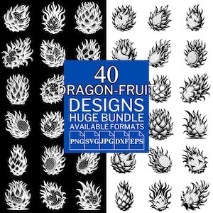 40 Dragon Fruit SVG Bundle - Unique Vector Files for Cricut and Silhouette, Dragon Fruit Clipart, Dragon Fruit Designs, 5 Available Format