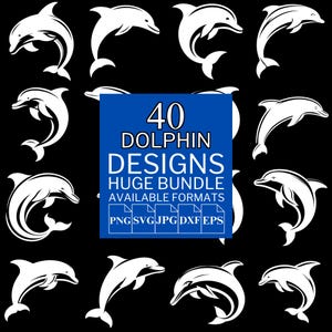 40 Dolphin SVG Bundle - Unique Vector Files for Cricut and Silhouette, Dolphin Clipart, Dolphin Designs, 5 Available Format