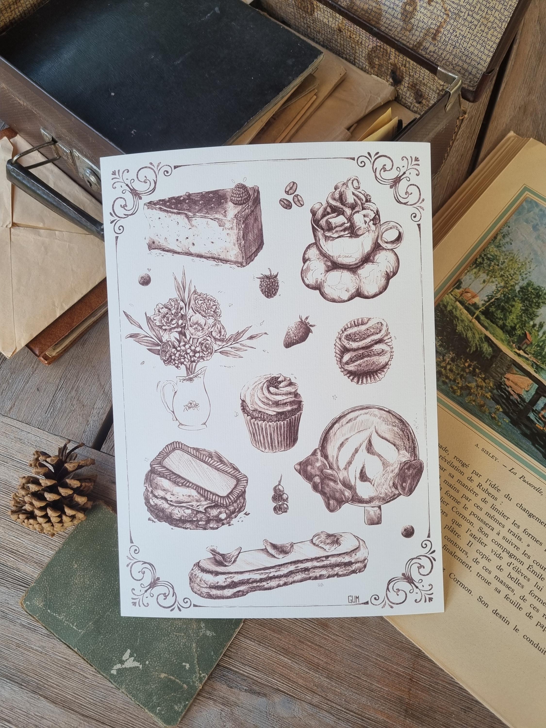 Poster vintage La Pâtisserie, Reproduction format A4 21 x 29