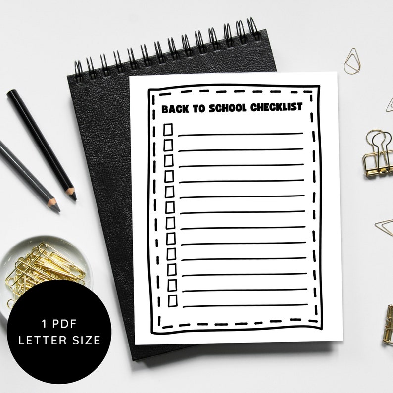 Back to School Checklist School Year First Day of School Printable ...