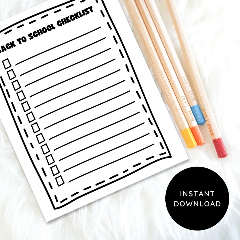 Back to School Checklist School Year First Day of School Printable ...