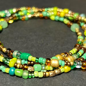 Boho Extra Long Green Seed Bead Necklace - Long Layering Necklace -  Wrap Bracelet - Gifts for her! Gifts for him!