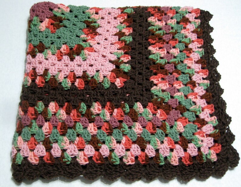 Lap Robe Handmade Crochet Granny Square Retro Earth Colors Etsy