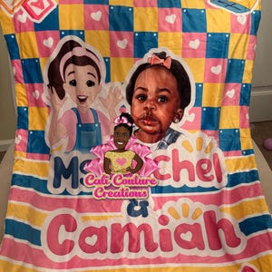 Personalized Educational Theme Baby Blanket|Custom Name Blanket with Cartoon Design|Soft Fleece Gift for Baby & Toddler|Ms Rachel inspired