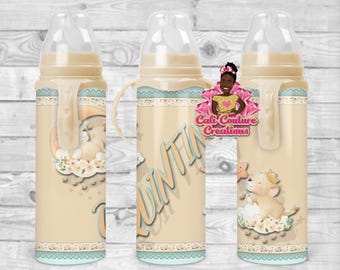 Sublimation baby bottle|boho|custom baby bottle|sublimation blanks|kids tumbler png|bear| elephant nursery|boho nursery|highland cow tumbler