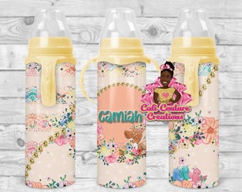 Sublimation baby bottle|boho|custom baby bottle|sublimation blanks|kids tumbler png|bear| elephant nursery|boho nursery|highland cow tumbler