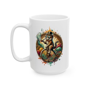 Steampunk Cat On Unicycle Coffee Mug, Cat Lover Gift, Steampunk Cat Mug, Cat Dad Mug, Cat Mom Mug, Cat Lover Mug, Feline Lover Gift