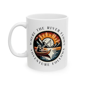 River Life, Kayak Fishing Mug, Fly Fishing Gifts for Fishermen, Bass Fishing Gift, River House Decor, Camping Cup, Kayak Lover Gift