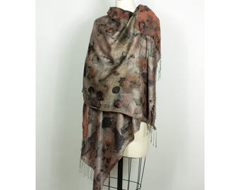 Silk and Wool Upcycled Eco Dyed Shawl
